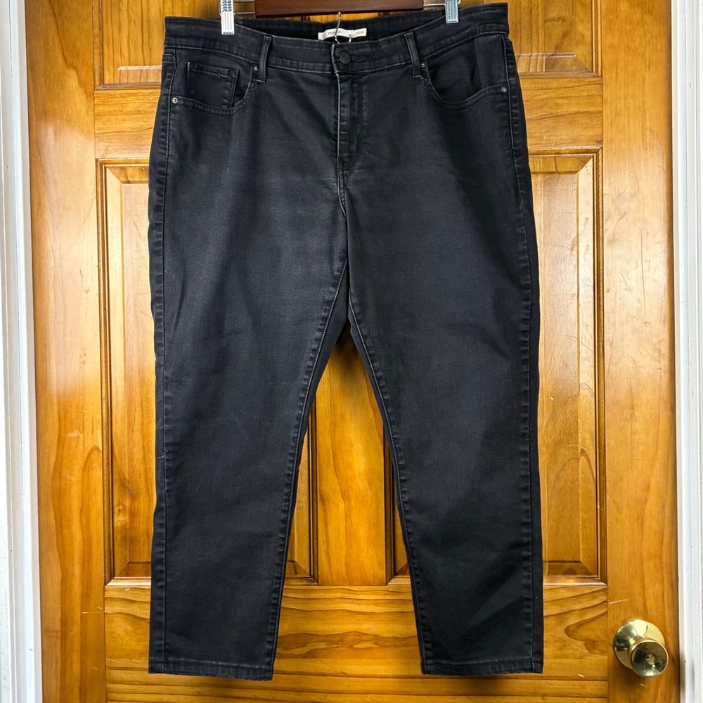 Levis 711 Skinny Jeans Womens 20W Black Mid Rise Cropped Stretch Denim Pants